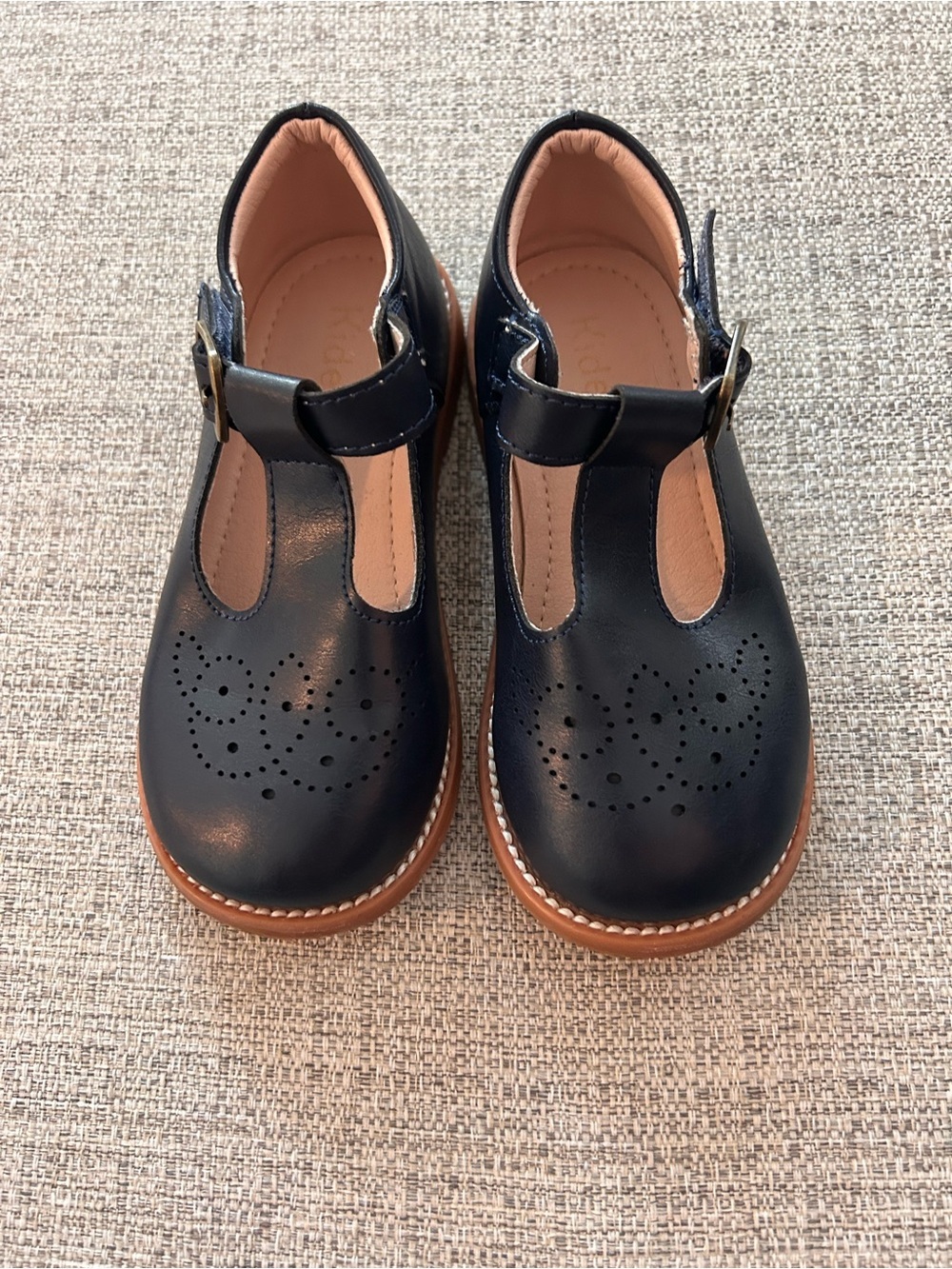 Kiderence Girls Navy Oxford T-Strap Dress Shoes Size 9M